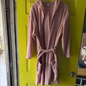 love, Fire Pink Ribbed Robe